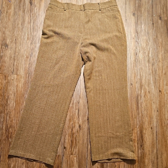 Counterparts Womens Trousers Classic Fit in Tan Pinstripe Sz 16 - Picture 1 of 7